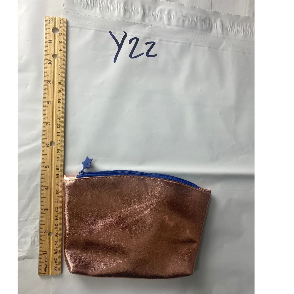 Rose Gold Metallic Zip Pouch Makeup Bag And Off She Went to Change the World‎